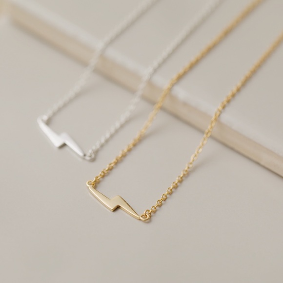 Petite Lightning Bolt Necklace | 14k Gold Plated - Picture 3 of 5